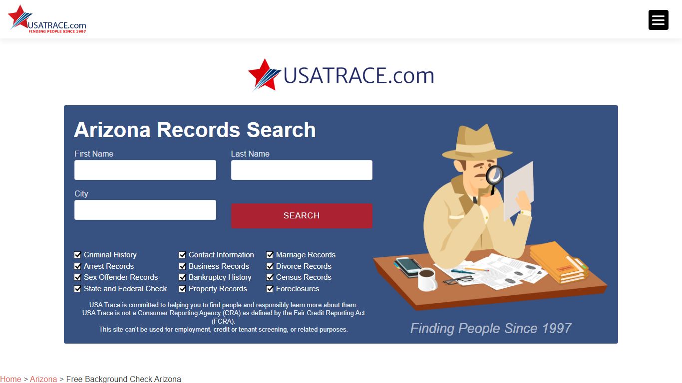 Free Background Check Arizona - USATrace.com